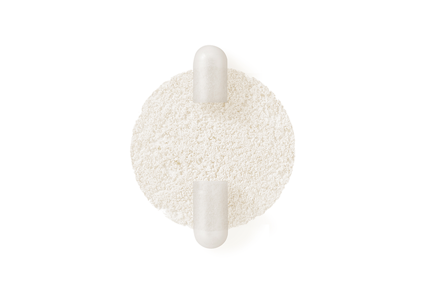 Probiotic inner capsule with white powder